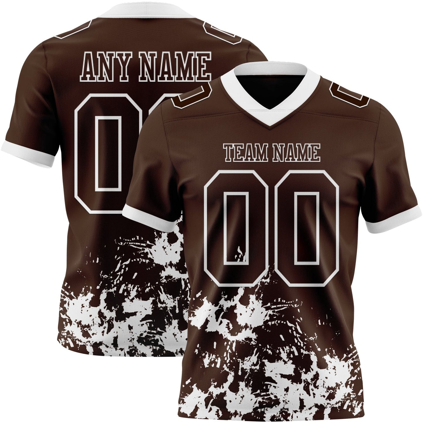 Custom Brown White 3D Pattern Splash Authentic Football Jersey - Main View