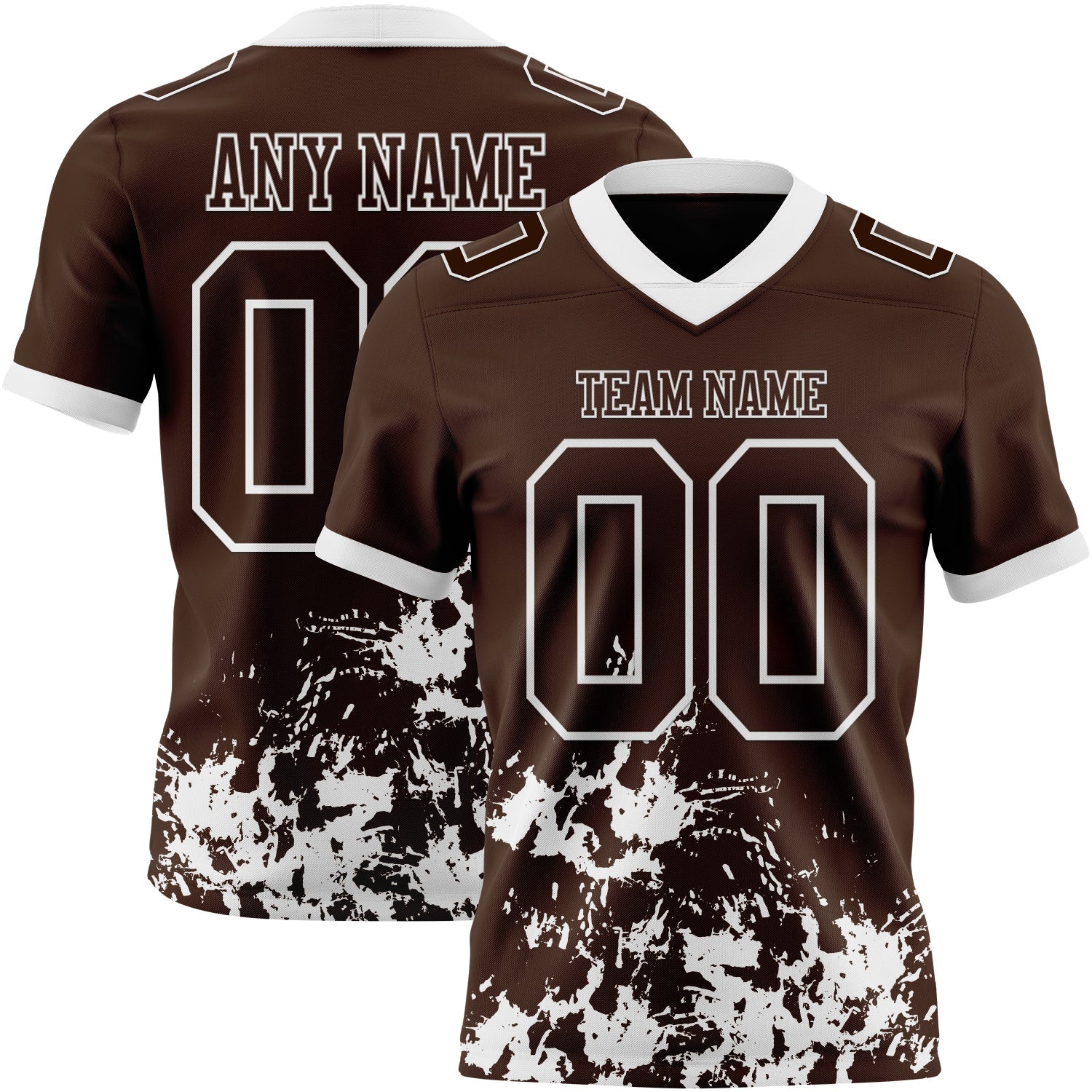 Custom Brown White 3D Pattern Splash Authentic Football Jersey - Main View