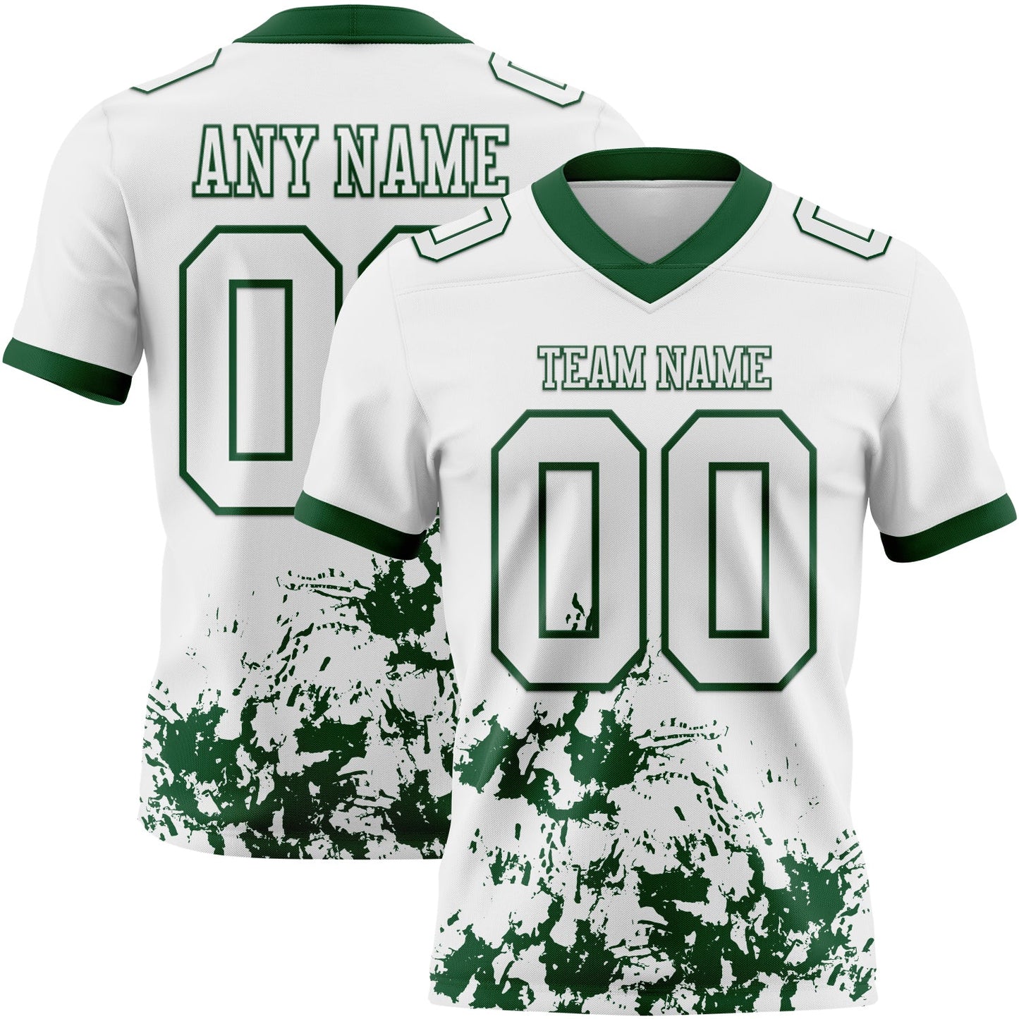 Custom White Green 3D Pattern Splash Authentic Football Jersey - Main View