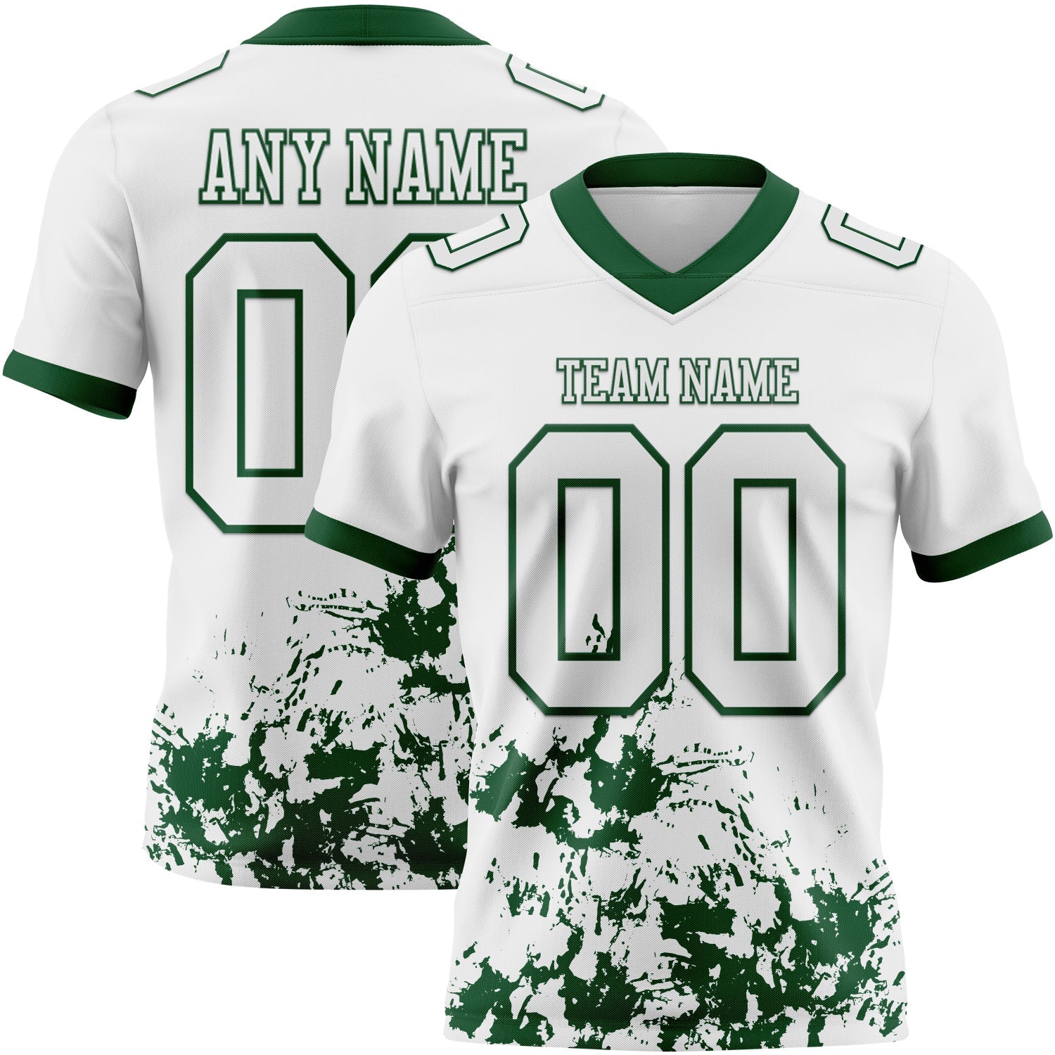 Custom White Green 3D Pattern Splash Authentic Football Jersey - Main View