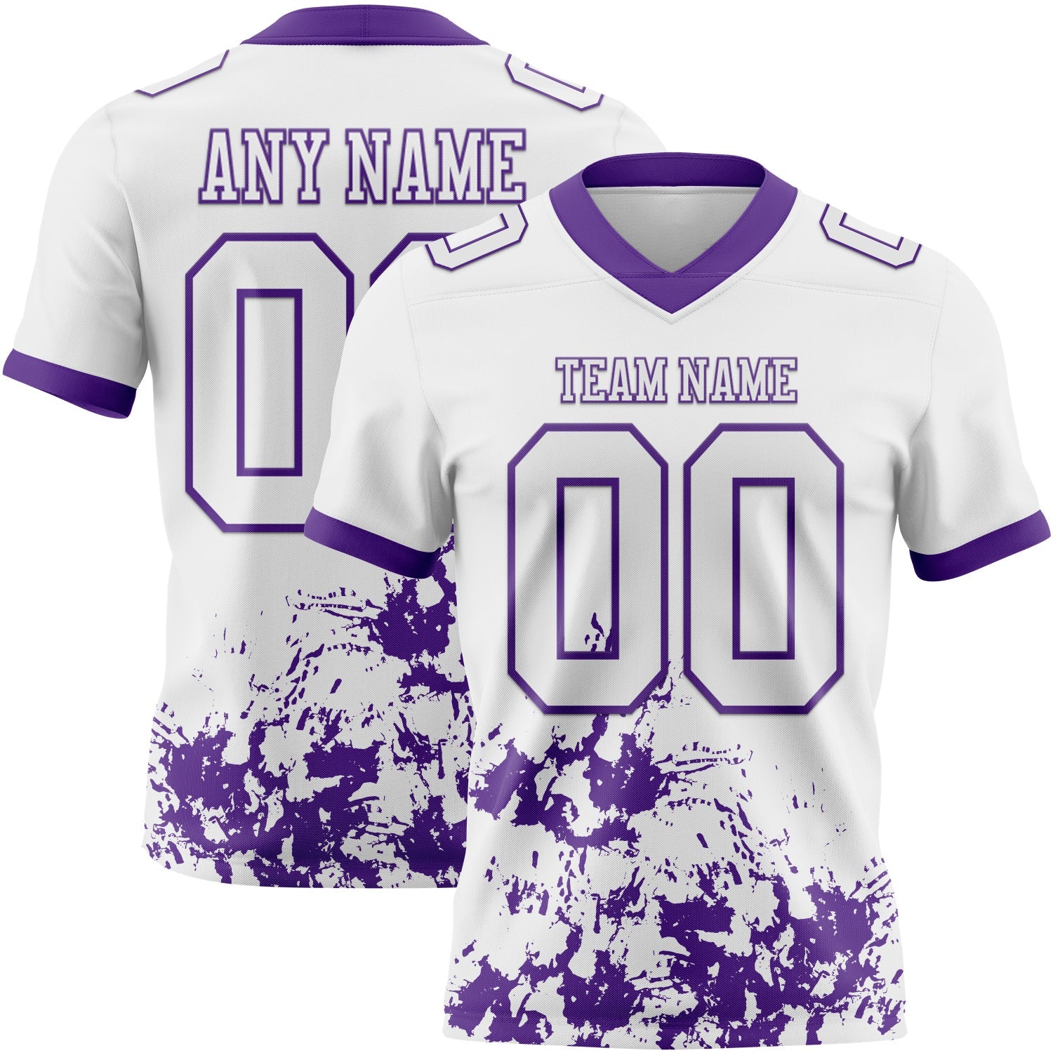 Custom White Purple 3D Pattern Splash Authentic Football Jersey - Main View