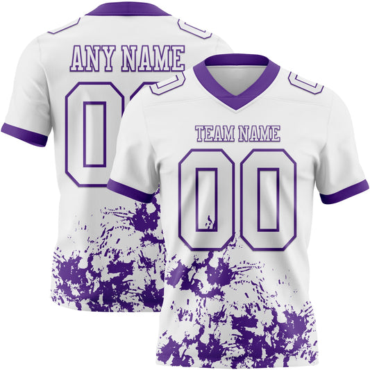 Custom White Purple 3D Pattern Splash Authentic Football Jersey - Main View