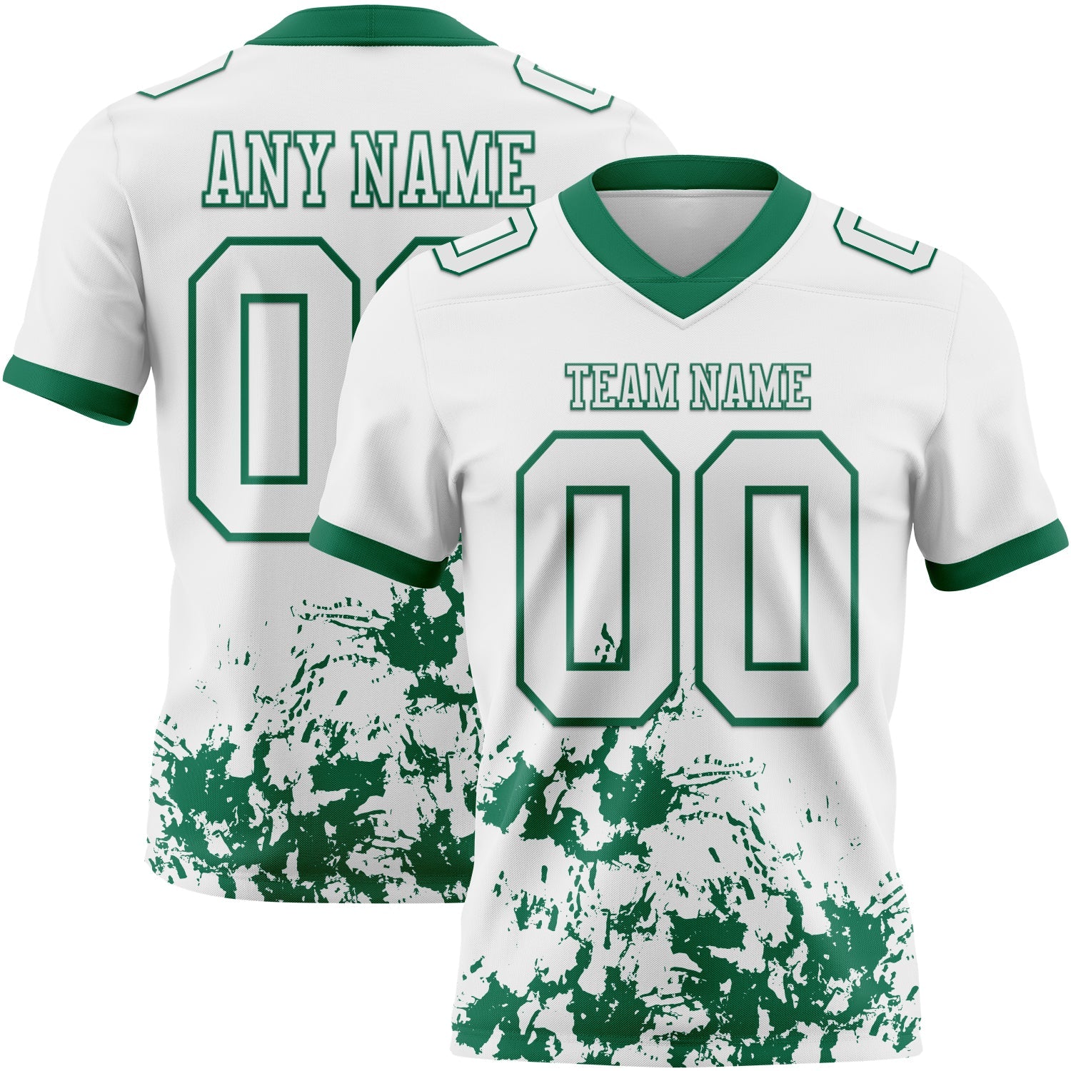Custom White Kelly Green 3D Pattern Splash Authentic Football Jersey - Main View