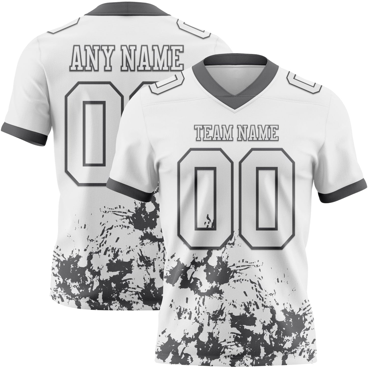Custom White Steel Gray 3D Pattern Splash Authentic Football Jersey - Main View