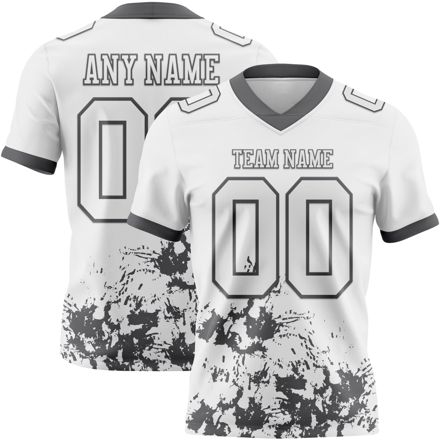 Custom White Steel Gray 3D Pattern Splash Authentic Football Jersey - Main View