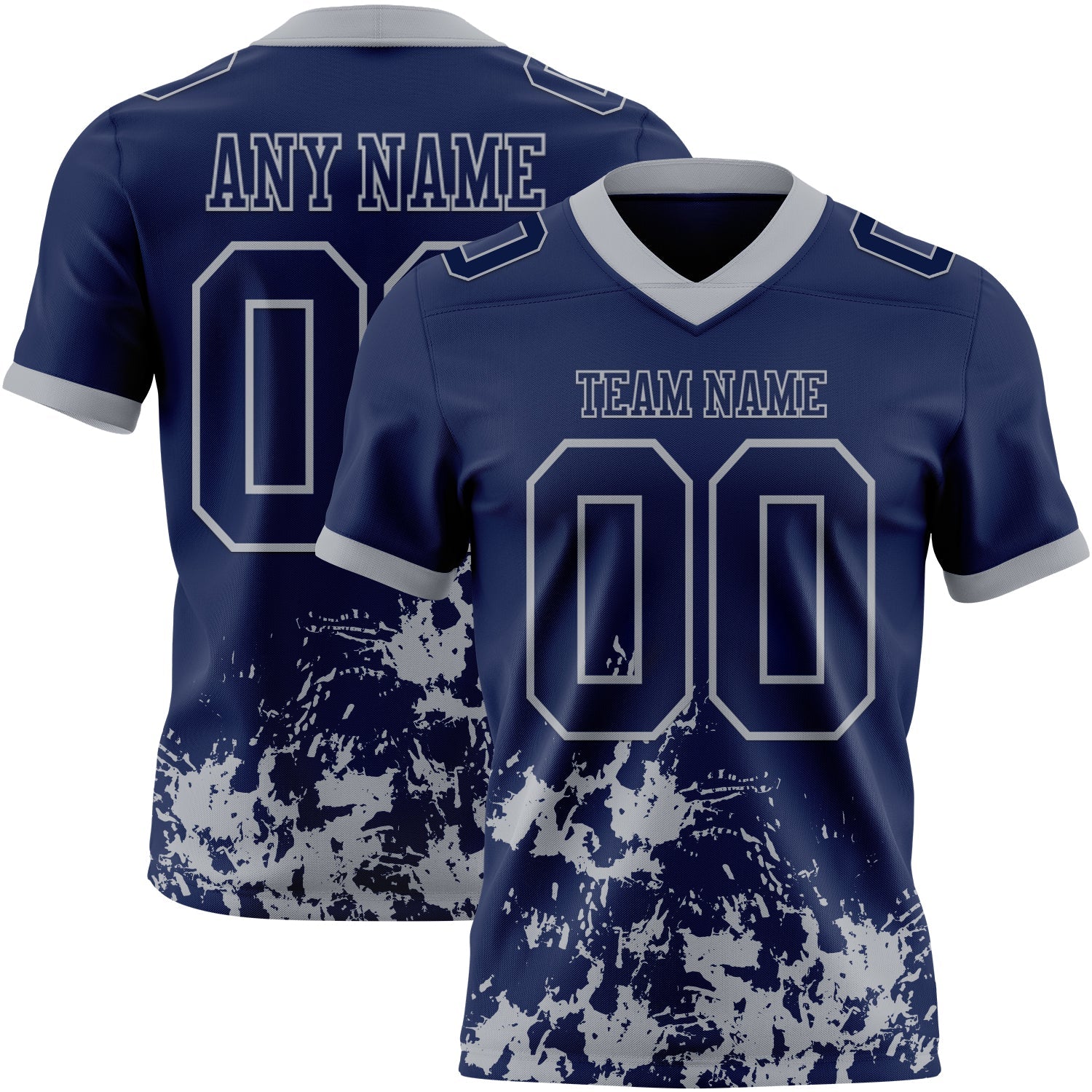 Custom Navy Gray 3D Pattern Splash Authentic Football Jersey - Main View