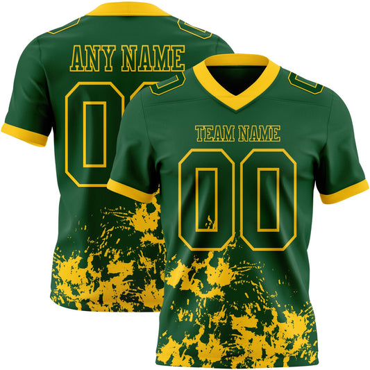 Custom Green Yellow 3D Pattern Splash Authentic Football Jersey - Main View