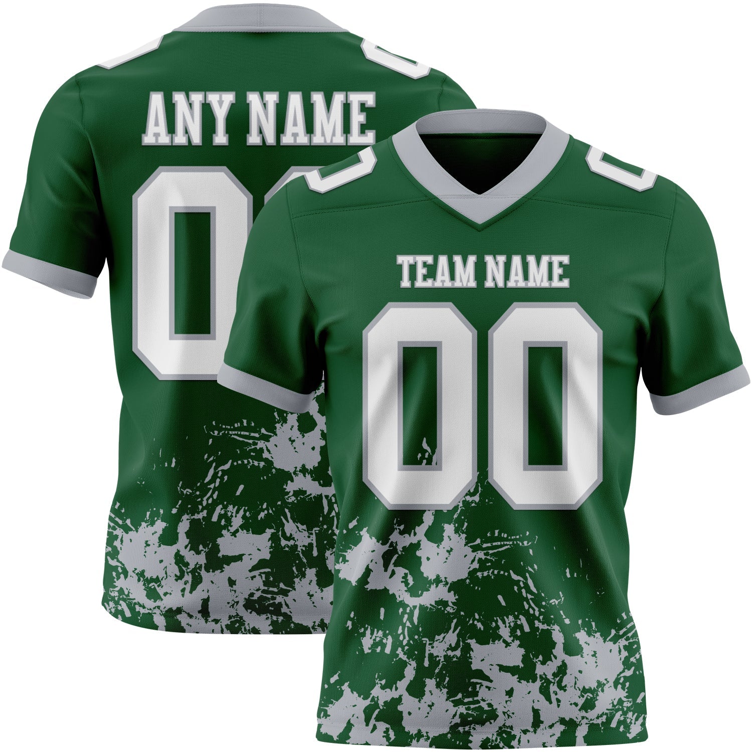 Custom Green White-Gray 3D Pattern Splash Authentic Football Jersey - Main View