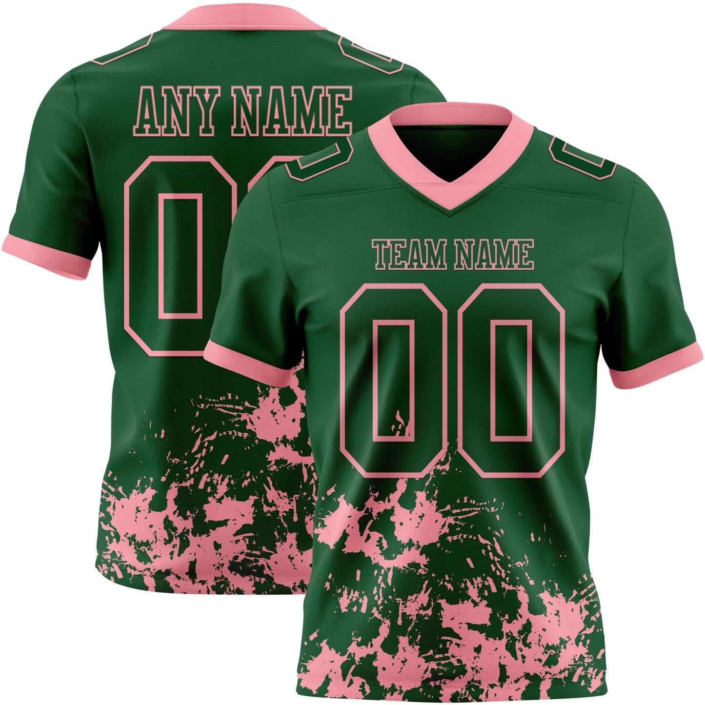 Custom Green Medium Pink 3D Pattern Splash Authentic Football Jersey - Main View