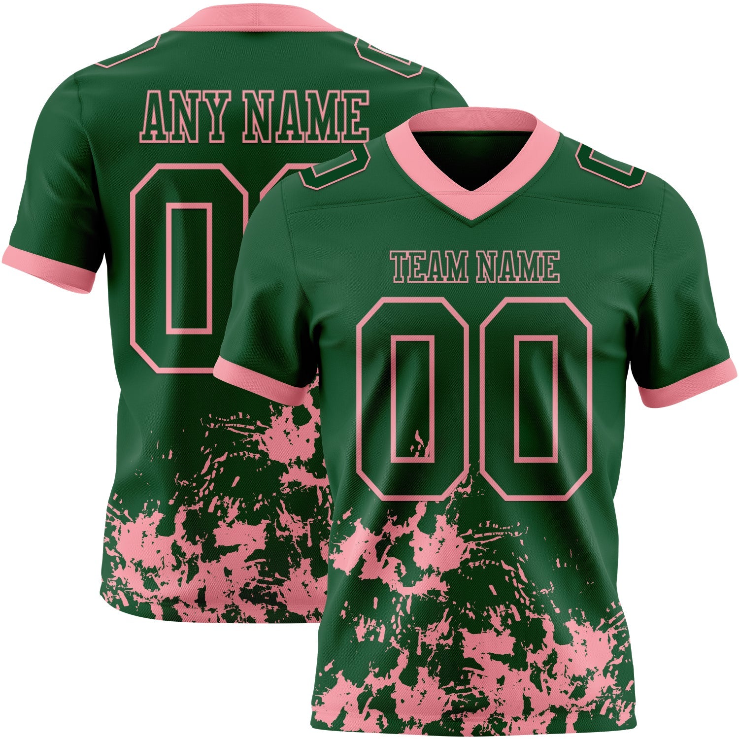 Custom Green Medium Pink 3D Pattern Splash Authentic Football Jersey - Main View