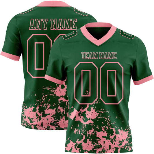 Custom Green Medium Pink 3D Pattern Splash Authentic Football Jersey - Main View