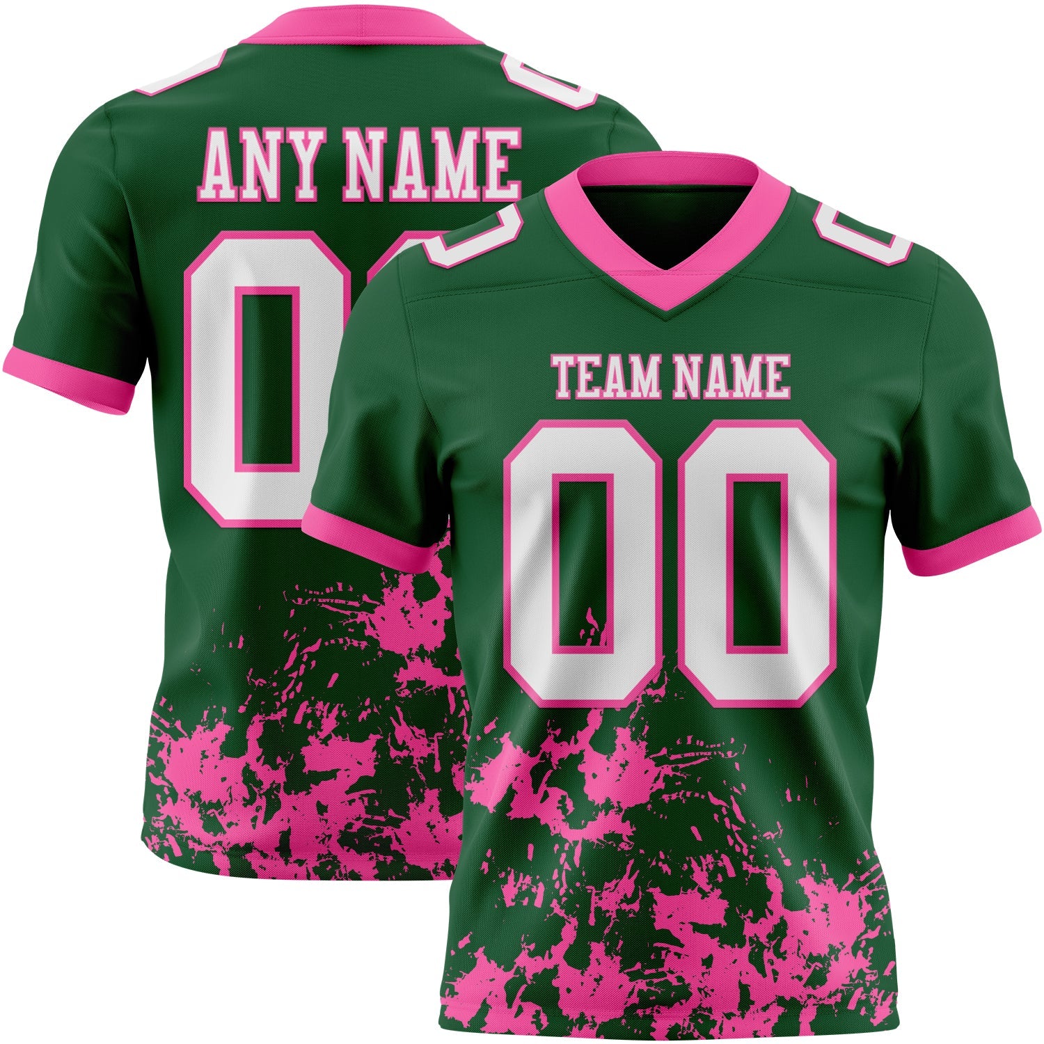 Custom Green White-Pink 3D Pattern Splash Authentic Football Jersey - Main View