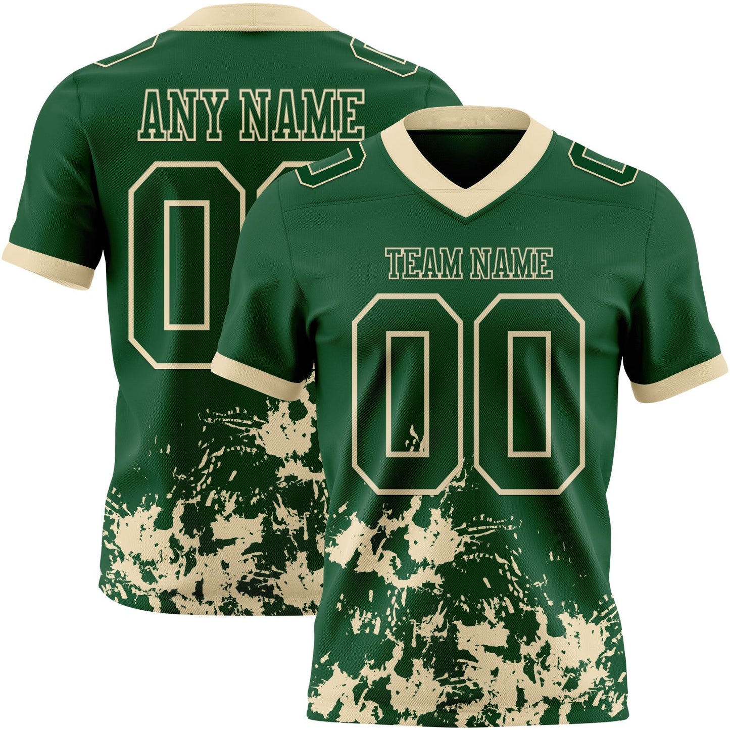 Custom Green Cream 3D Pattern Splash Authentic Football Jersey - Main View