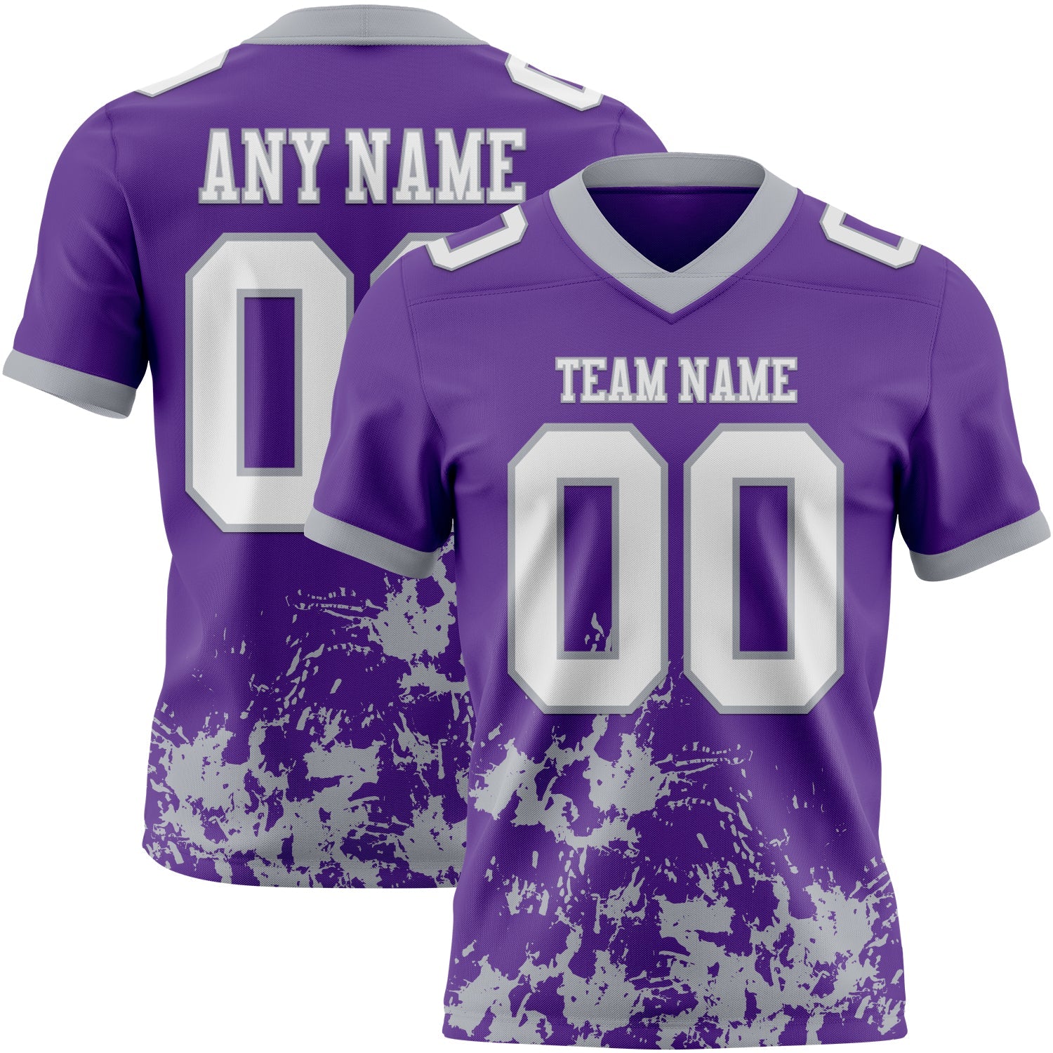 Custom Purple White-Gray 3D Pattern Splash Authentic Football Jersey - Main View