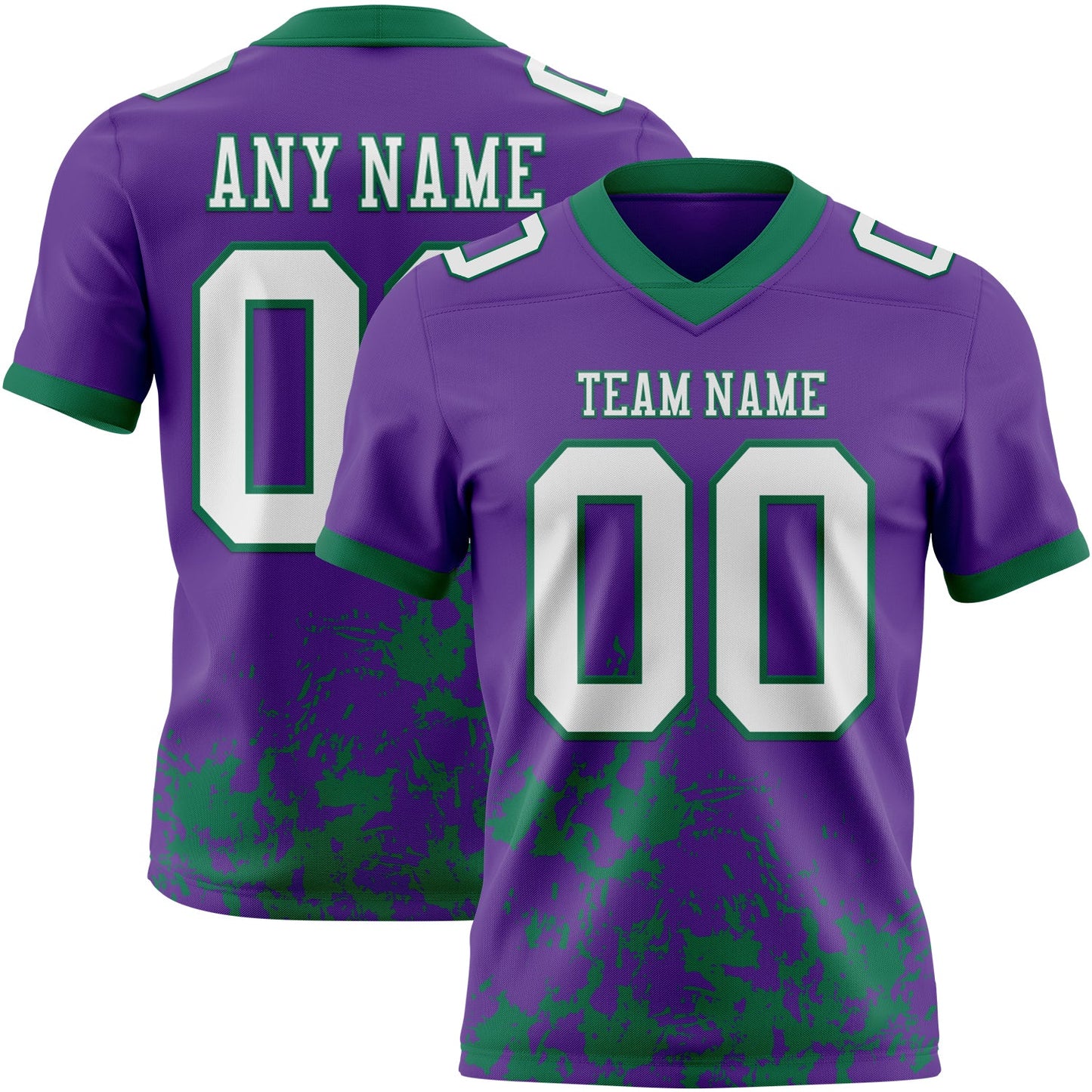 Custom Purple White-Kelly Green 3D Pattern Splash Authentic Football Jersey - Main View