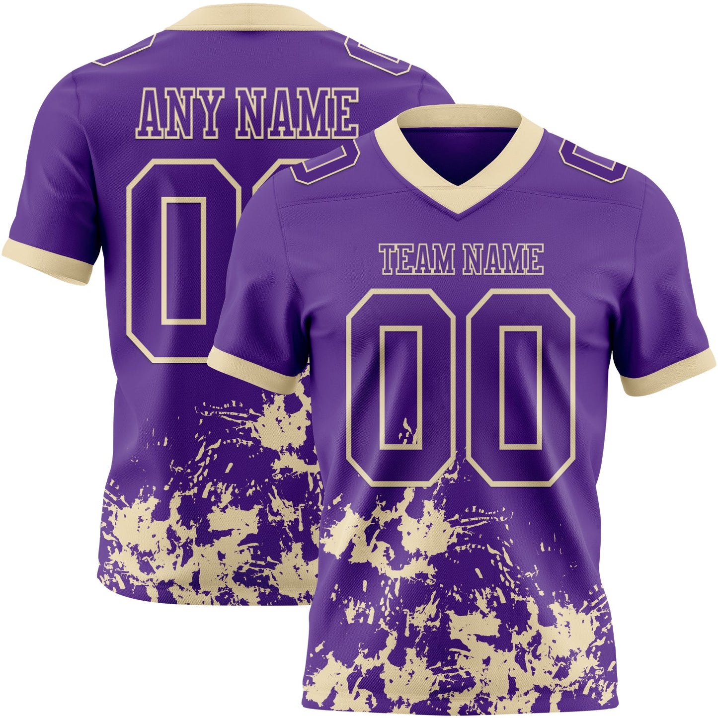 Custom Purple White-Cream 3D Pattern Splash Authentic Football Jersey - Main View