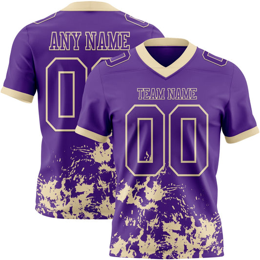 Custom Purple White-Cream 3D Pattern Splash Authentic Football Jersey - Main View