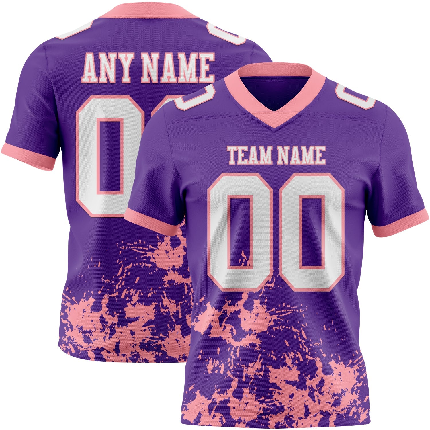 Custom Purple White-Medium Pink 3D Pattern Splash Authentic Football Jersey - Main View