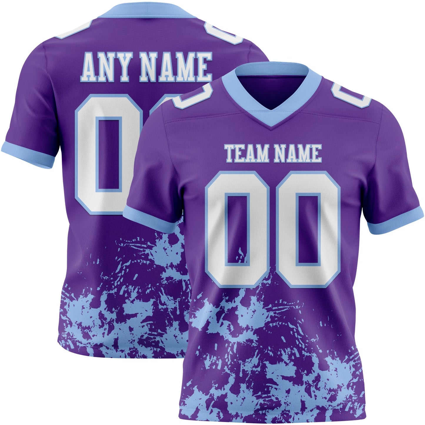 Custom Purple White-Light Blue 3D Pattern Splash Authentic Football Jersey - Main View