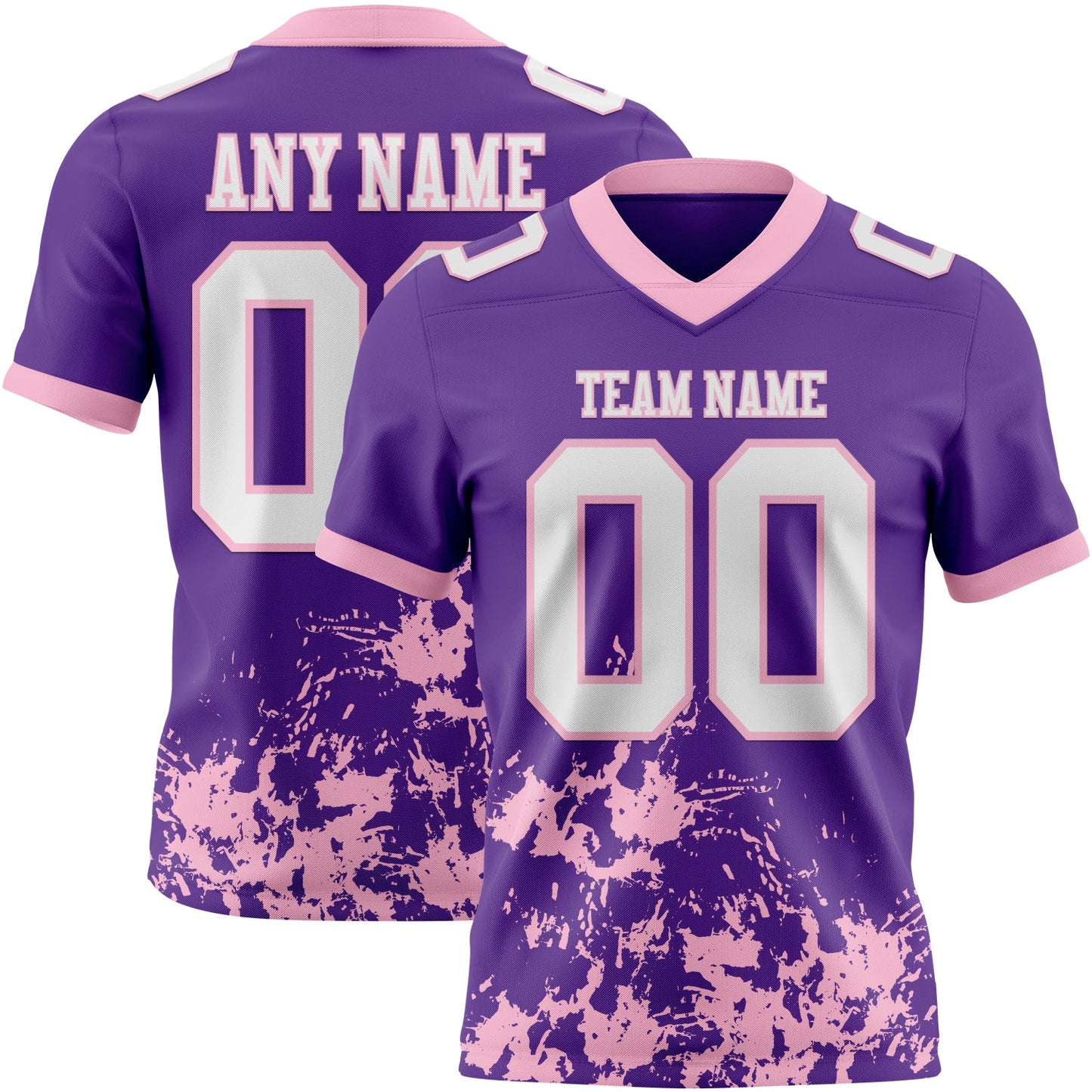 Custom Purple White-Light Pink 3D Pattern Splash Authentic Football Jersey - Main View