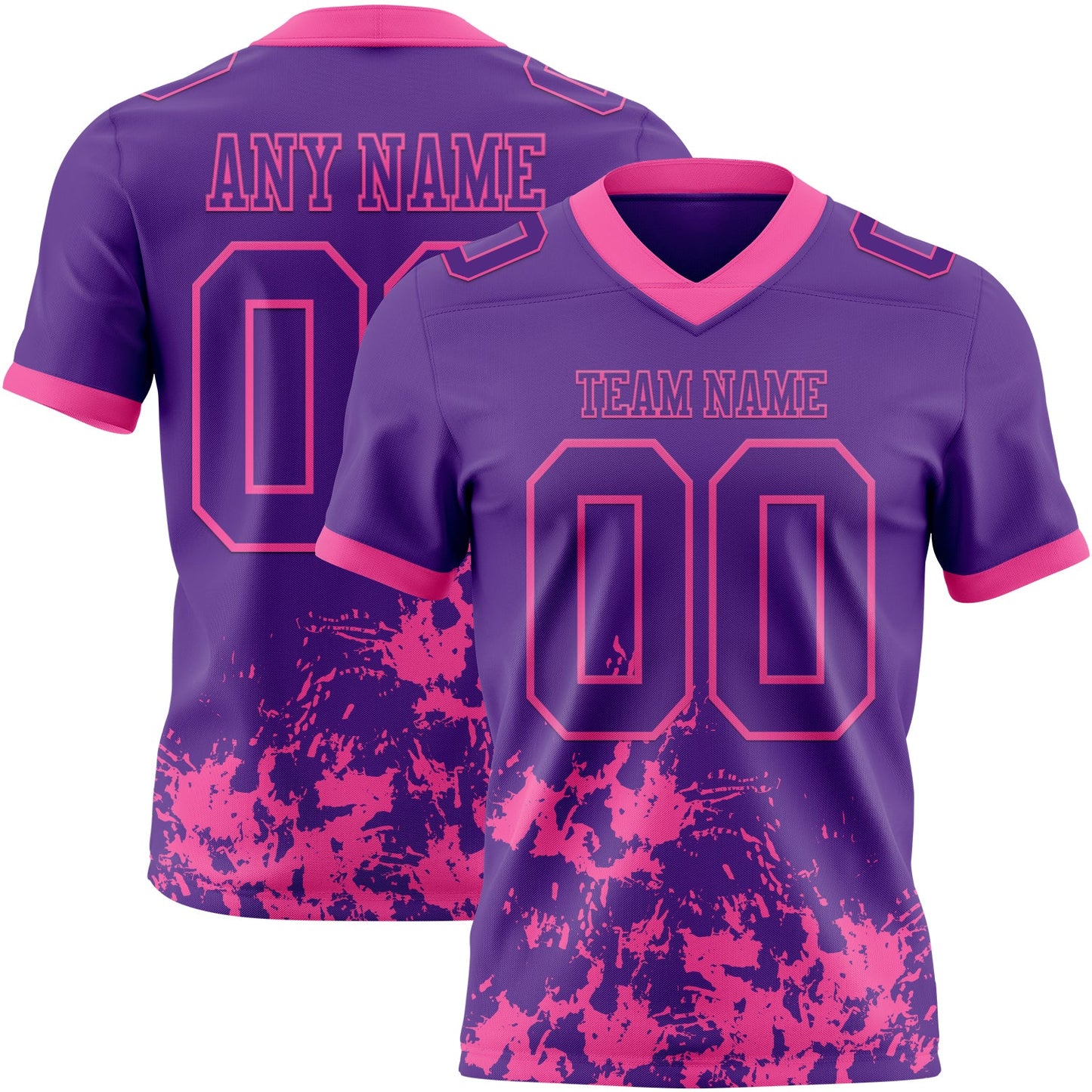 Custom Purple Pink 3D Pattern Splash Authentic Football Jersey - Main View