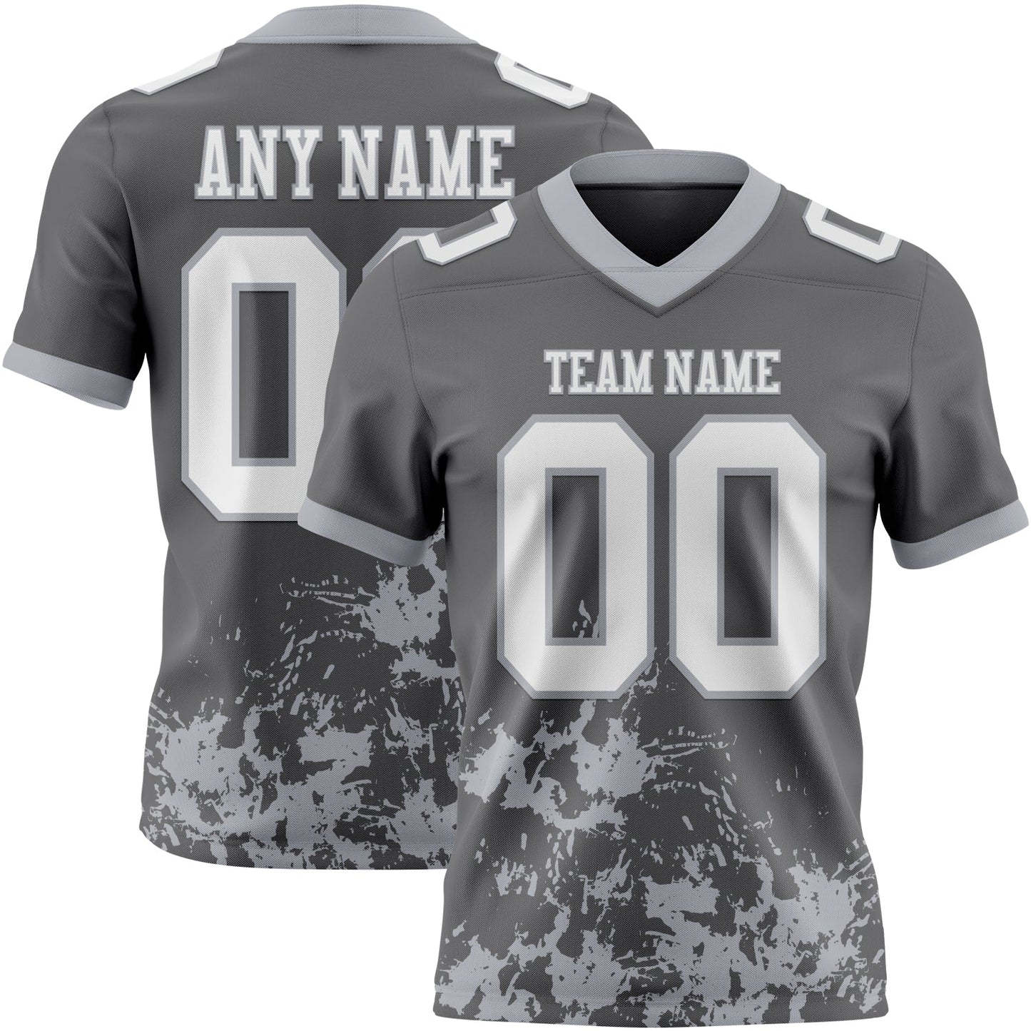 Custom Steel Gray White-Gray 3D Pattern Splash Authentic Football Jersey - Main View