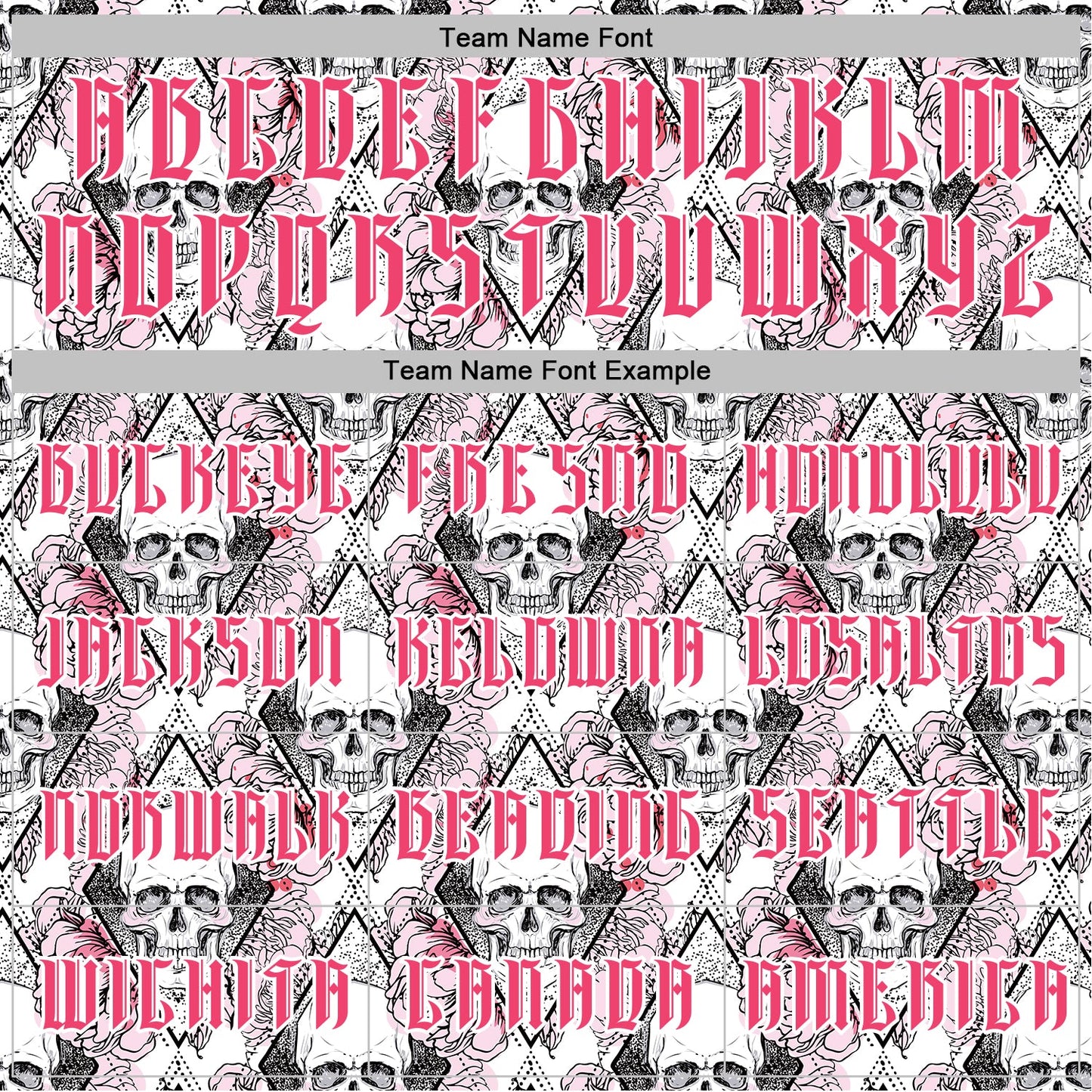 Custom White Neon Pink-Black 3D Skull Roses Gothic Geometric Diamond Grid Sports Pullover Sweatshirt Hoodie view 3
