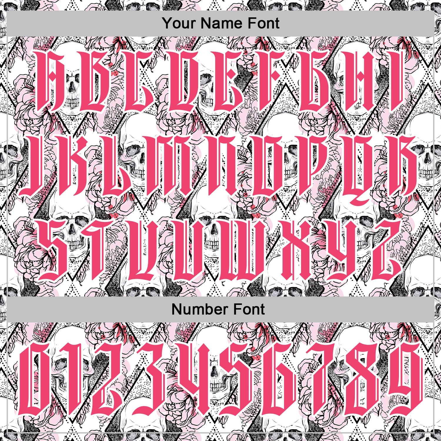 Custom White Neon Pink-Black 3D Skull Roses Gothic Geometric Diamond Grid Sports Pullover Sweatshirt Hoodie view 4