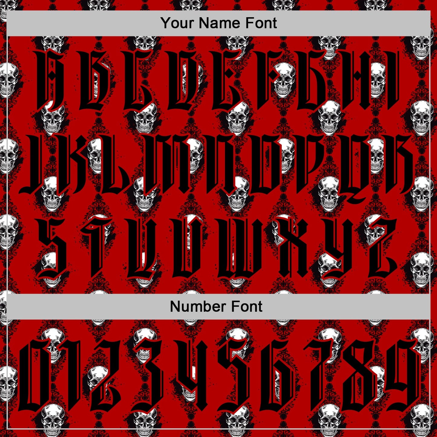 Custom Red Black 3D Skull Gothic Floral Pattern Diamond Grid Sports Pullover Sweatshirt Hoodie view 4