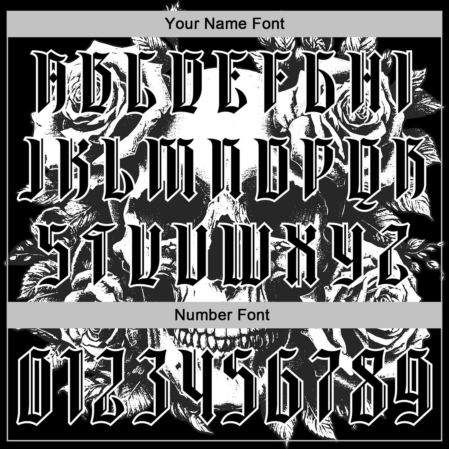 Custom Black White 3D Skull Roses Gothic Vintage Grunge Art Sports Pullover Sweatshirt Hoodie view 4