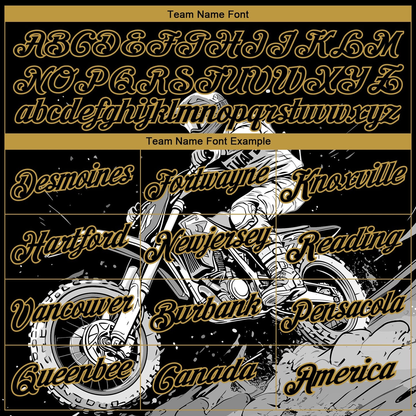Custom Stitched Black Old Gold 3D Pattern Design Motorcycle Motocross Racing Sports Pullover Sweatshirt Hoodie view 3