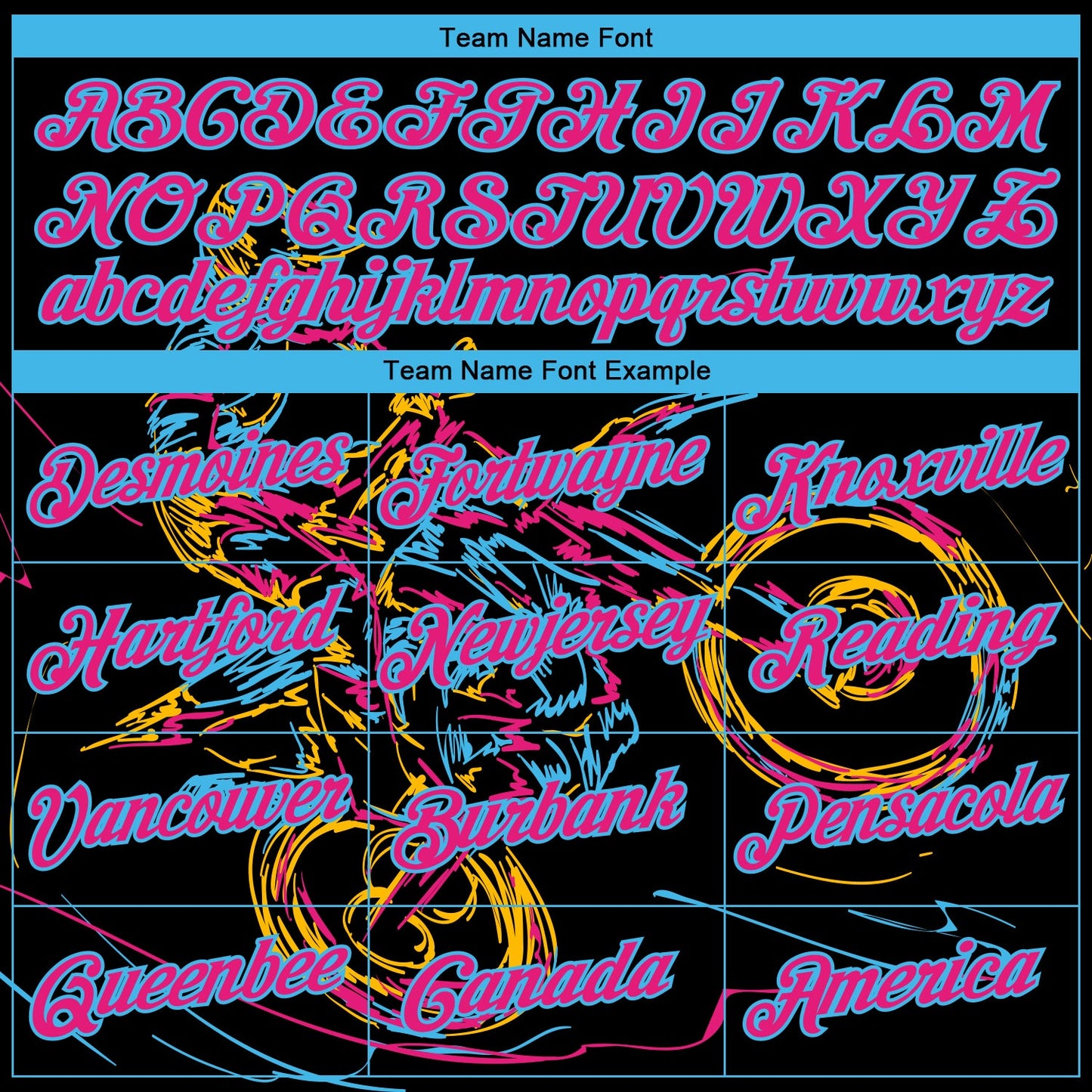 Custom Stitched Black Hot Pink-Sky Blue 3D Pattern Design Motorcycle Motocross Racing Sports Pullover Sweatshirt Hoodie view 3