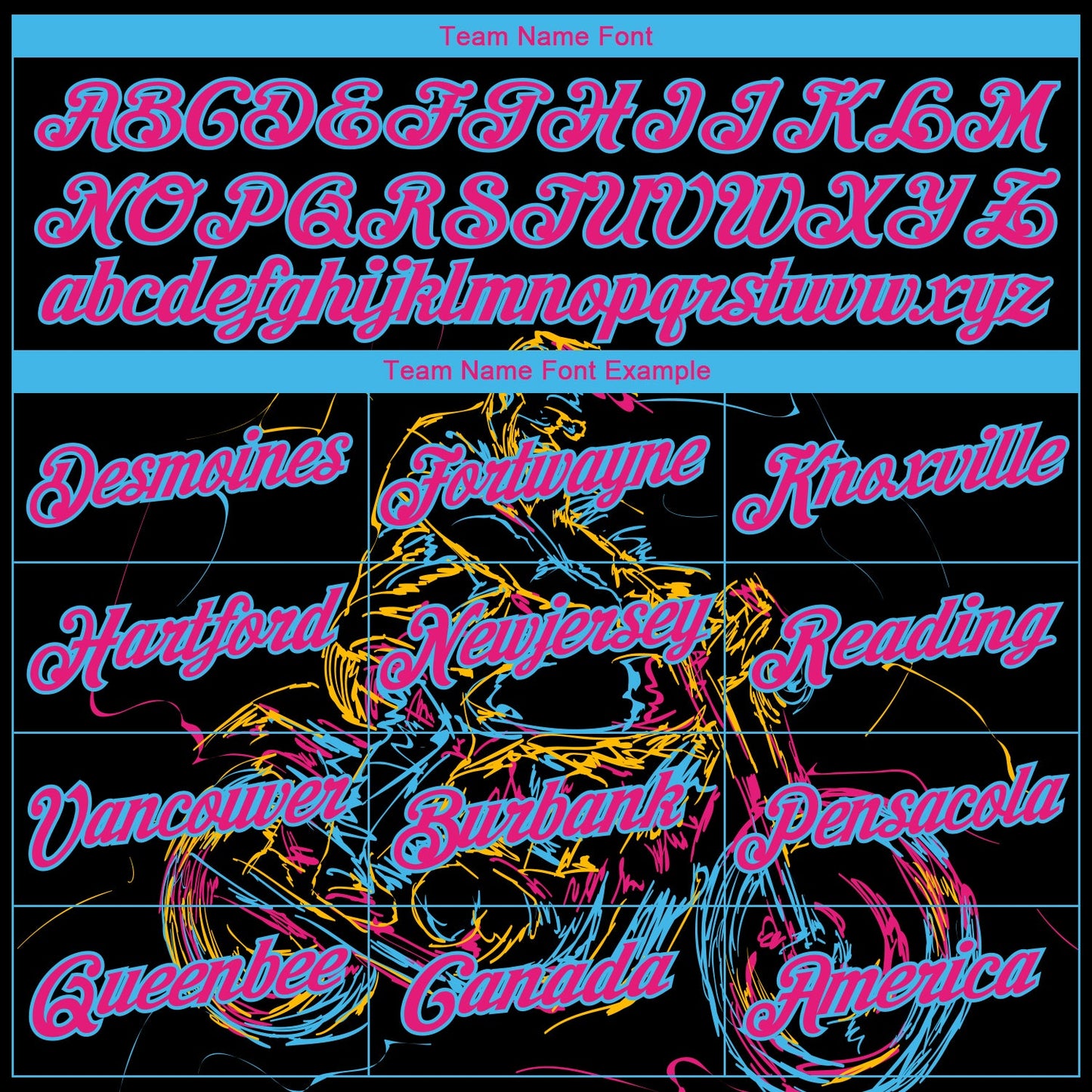 Custom Stitched Black Hot Pink-Sky Blue 3D Pattern Design Motorcycle Motocross Racing Sports Pullover Sweatshirt Hoodie view 3