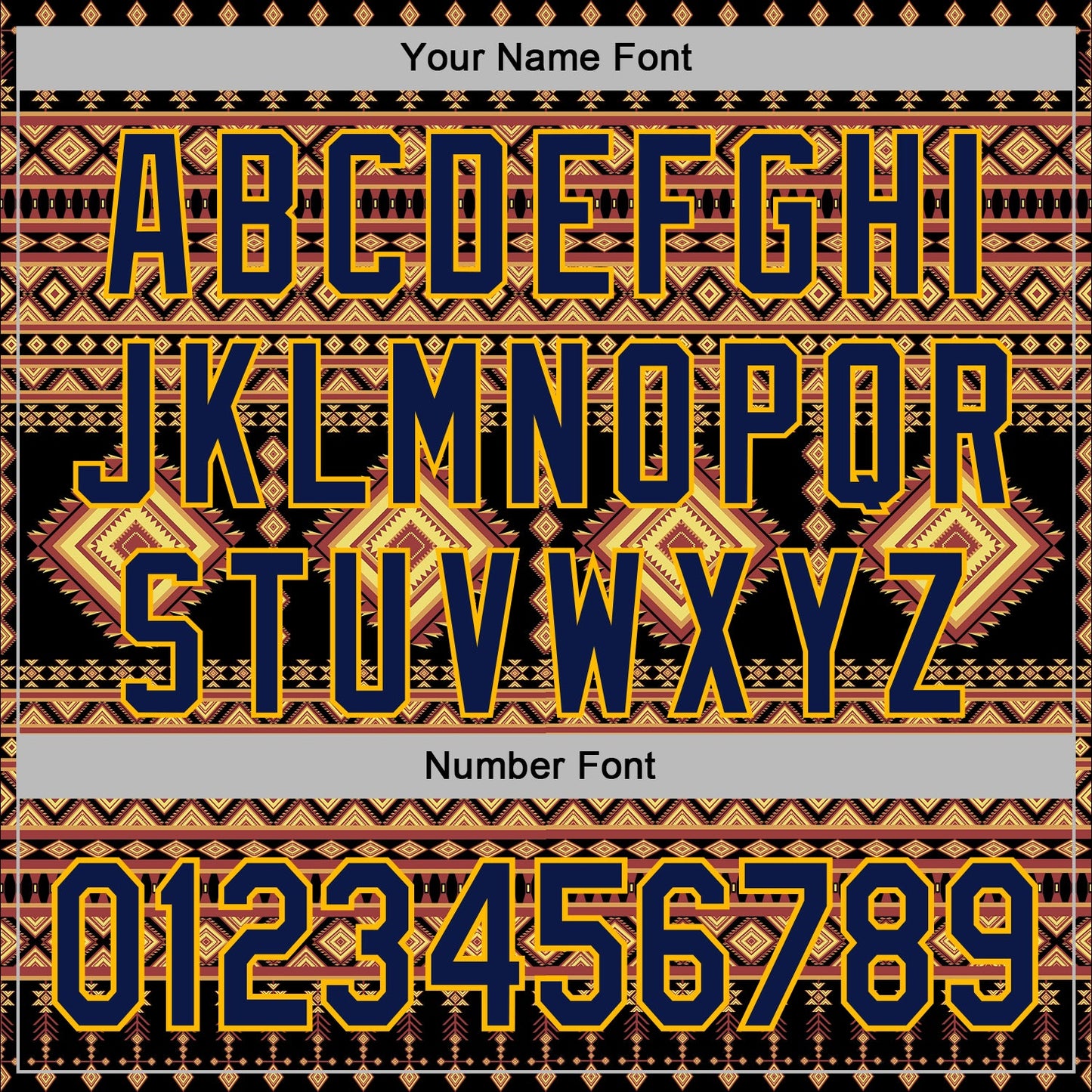 Custom Stitched Black Navy-Gold 3D Pattern Design Tribal Ethnic Native American Sports Pullover Sweatshirt Hoodie view 4
