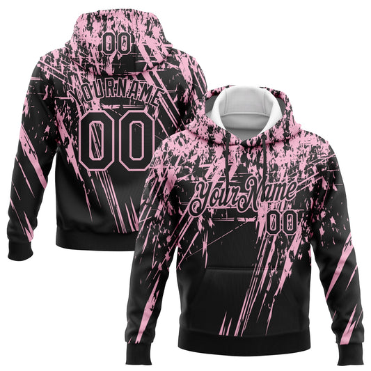 Custom Stitched Black Light Pink 3D Pattern Design Splash Grunge Art Sports Pullover Sweatshirt Hoodie - Main View