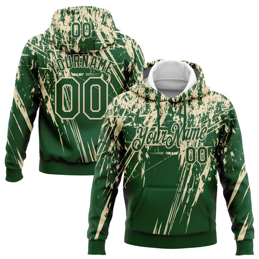 Custom Stitched Green Cream 3D Pattern Design Splash Grunge Art Sports Pullover Sweatshirt Hoodie - Main View