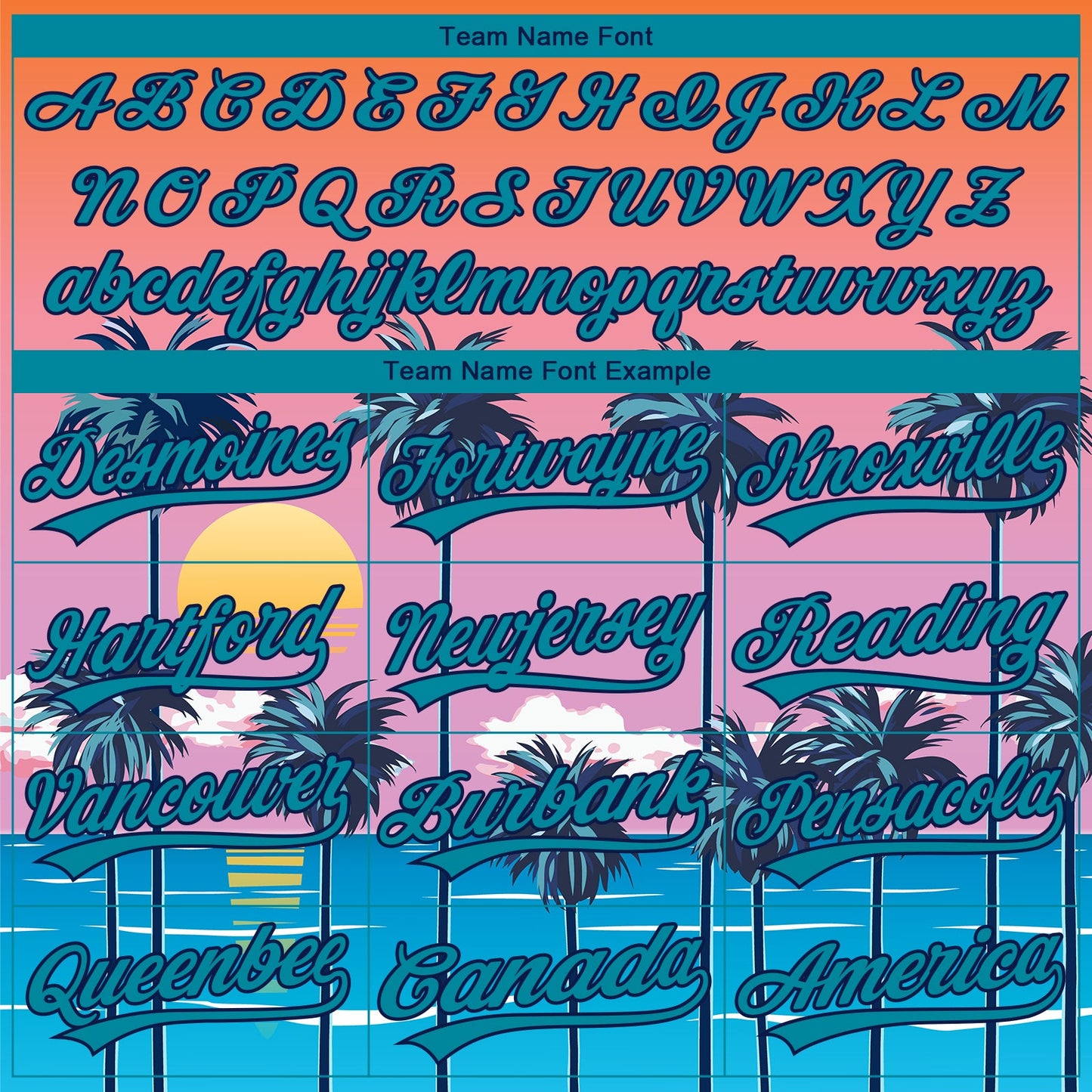 Custom Stitched Orange Teal Pink Blue-Navy 3D Sun Beach Hawaii Palm Trees Sports Pullover Sweatshirt Hoodie view 3