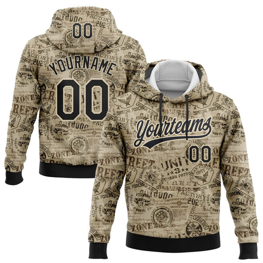 Custom Stitched Olive Black-Cream 3D Military Badge Sports Pullover Sweatshirt Salute To Service Hoodie - Main View