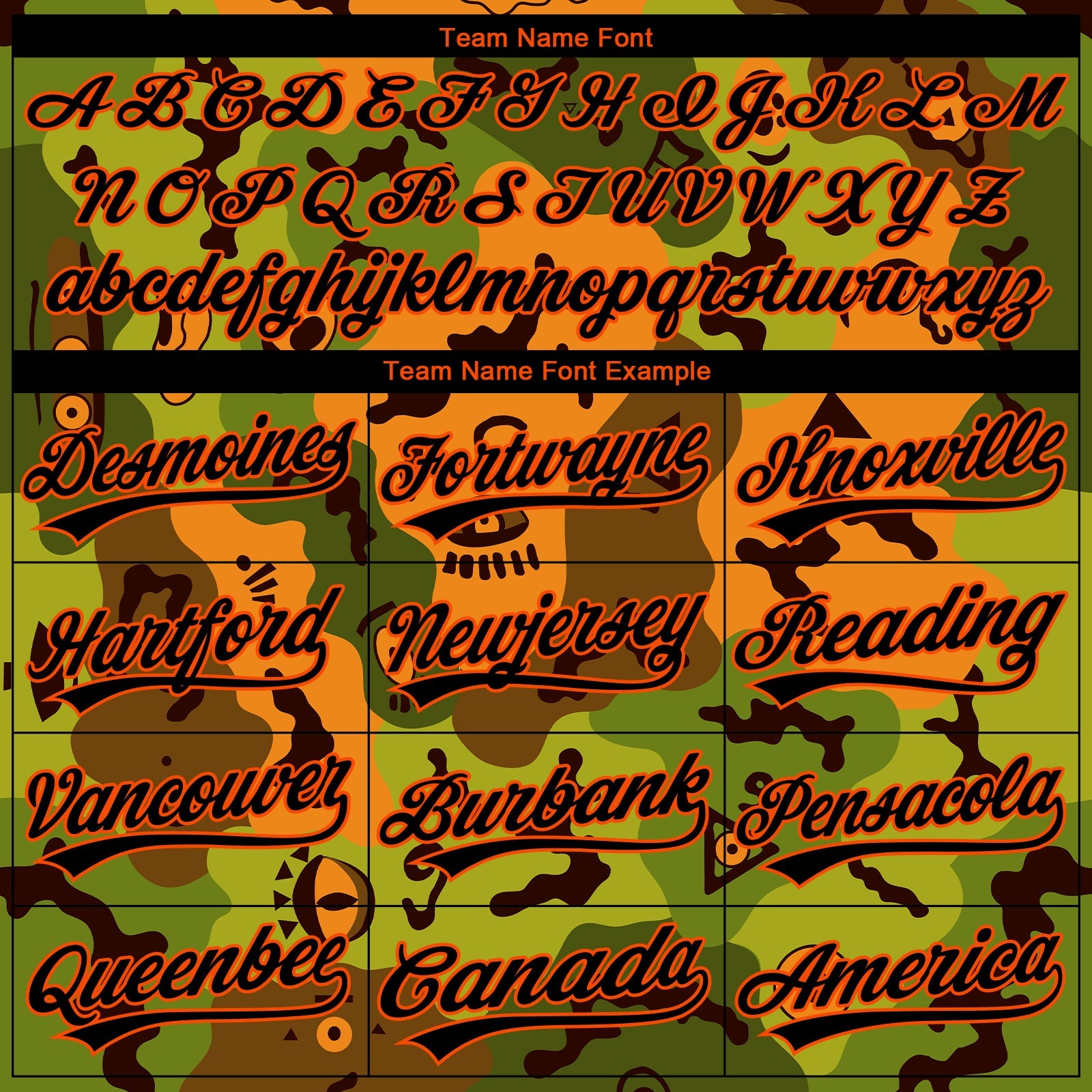 Custom Stitched Camo Black-Orange 3D Funny Faces Sports Pullover Sweatshirt Salute To Service Hoodie view 3