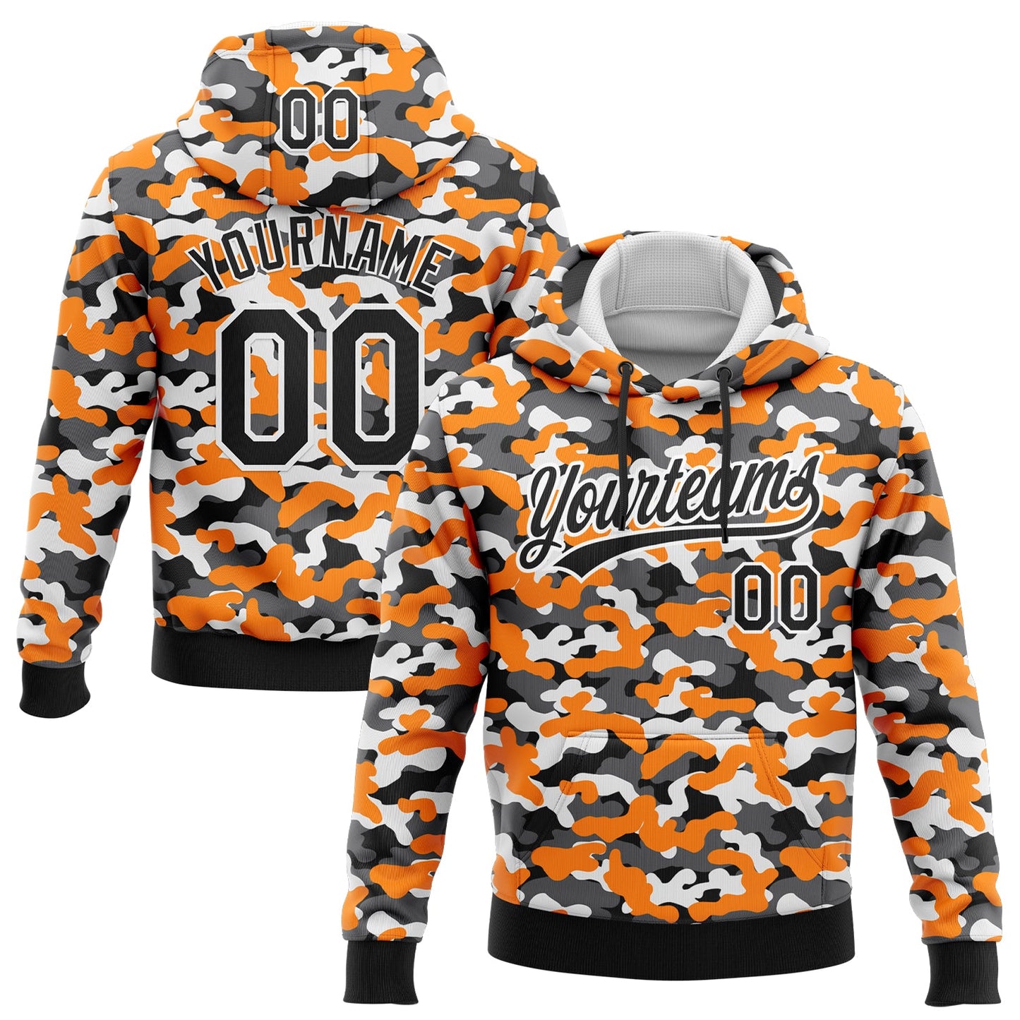 Custom Stitched Camo Black-White 3D Sports Pullover Sweatshirt Salute To Service Hoodie - Main View