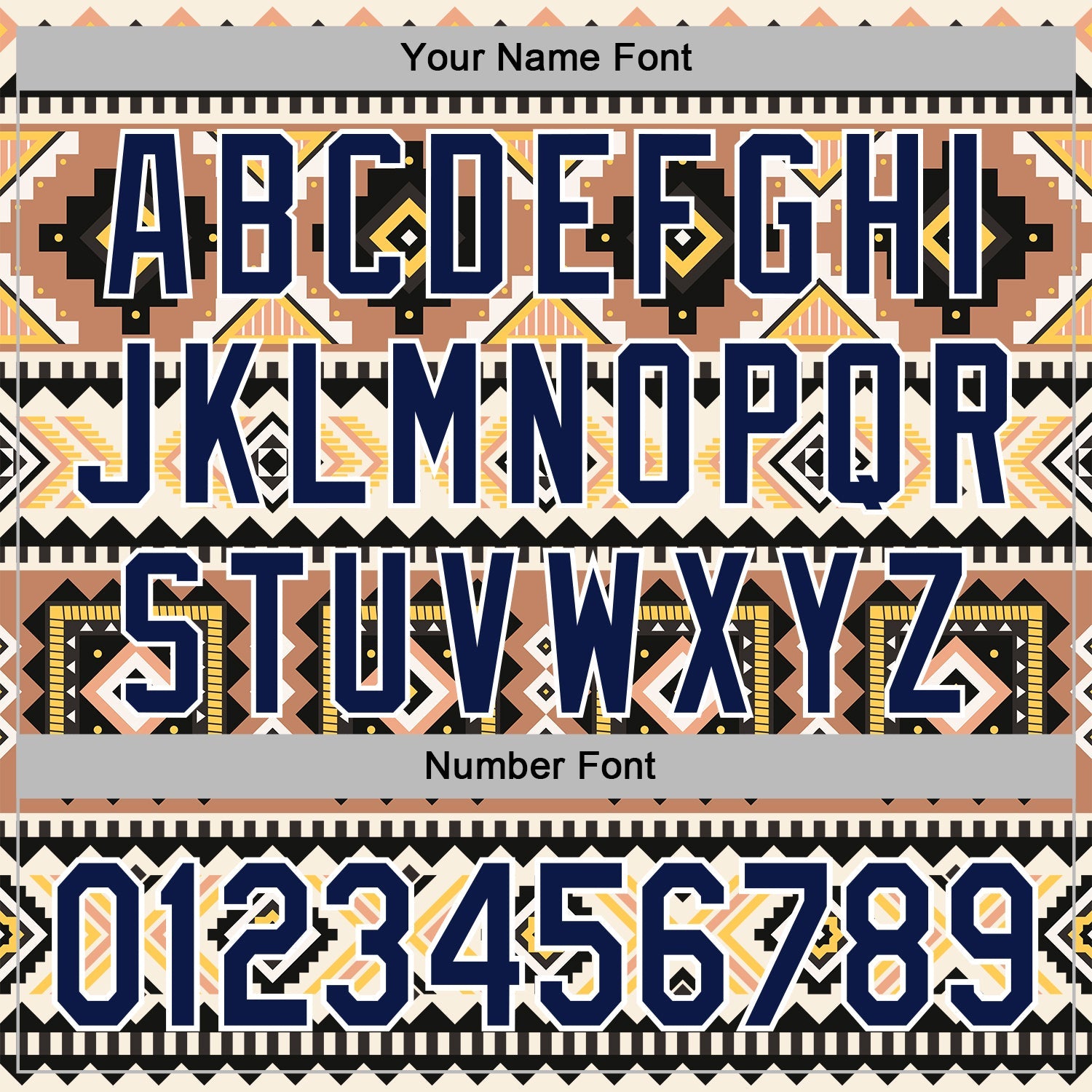 Custom Stitched Cream Navy Gray Yellow-White 3D Mexico Aztec Pattern Sports Pullover Sweatshirt Hoodie view 4