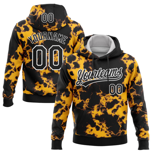 Custom Stitched Tie Dye Black-White 3D Sports Pullover Sweatshirt Hoodie - Main View