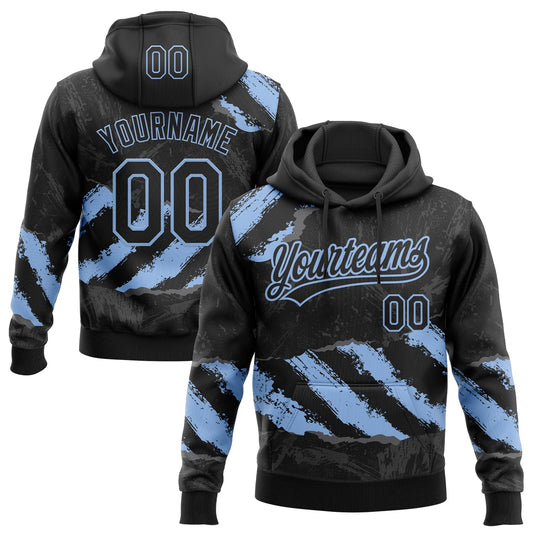 Custom Stitched Black Light Blue-Steel Gray 3D Pattern Design Splash Sports Pullover Sweatshirt Hoodie - Main View