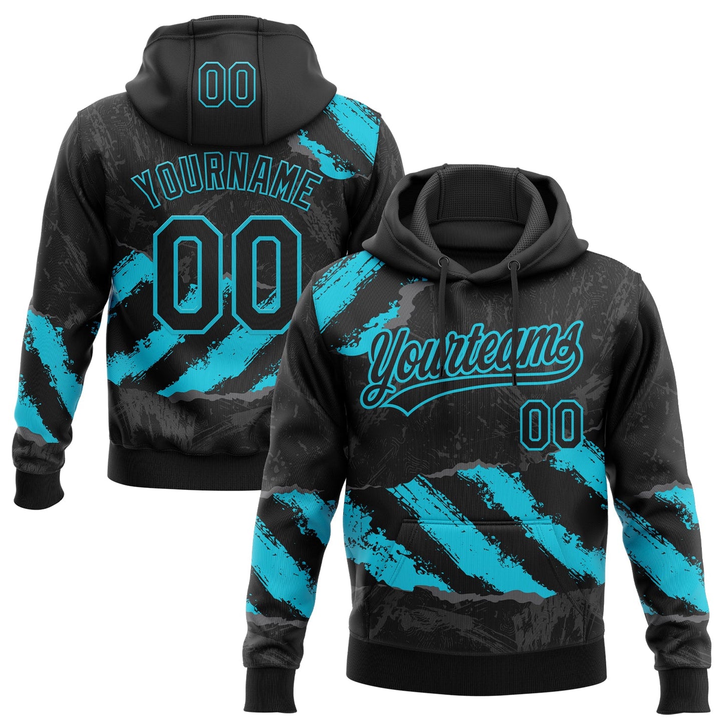 Custom Stitched Black Lakes Blue-Steel Gray 3D Pattern Design Splash Sports Pullover Sweatshirt Hoodie - Main View