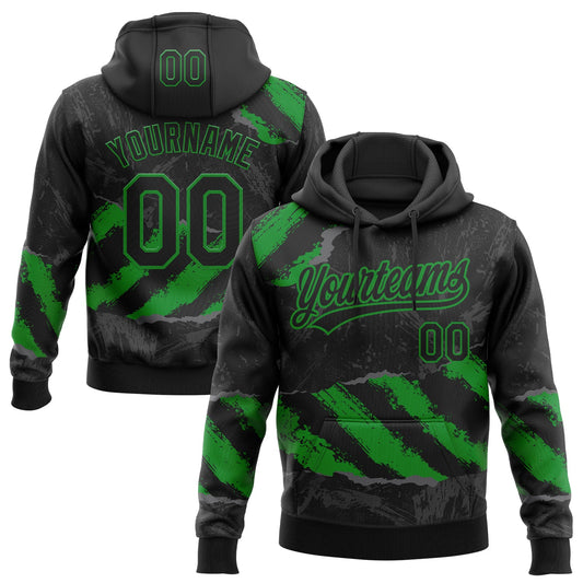 Custom Stitched Black Grass Green-Steel Gray 3D Pattern Design Splash Sports Pullover Sweatshirt Hoodie - Main View