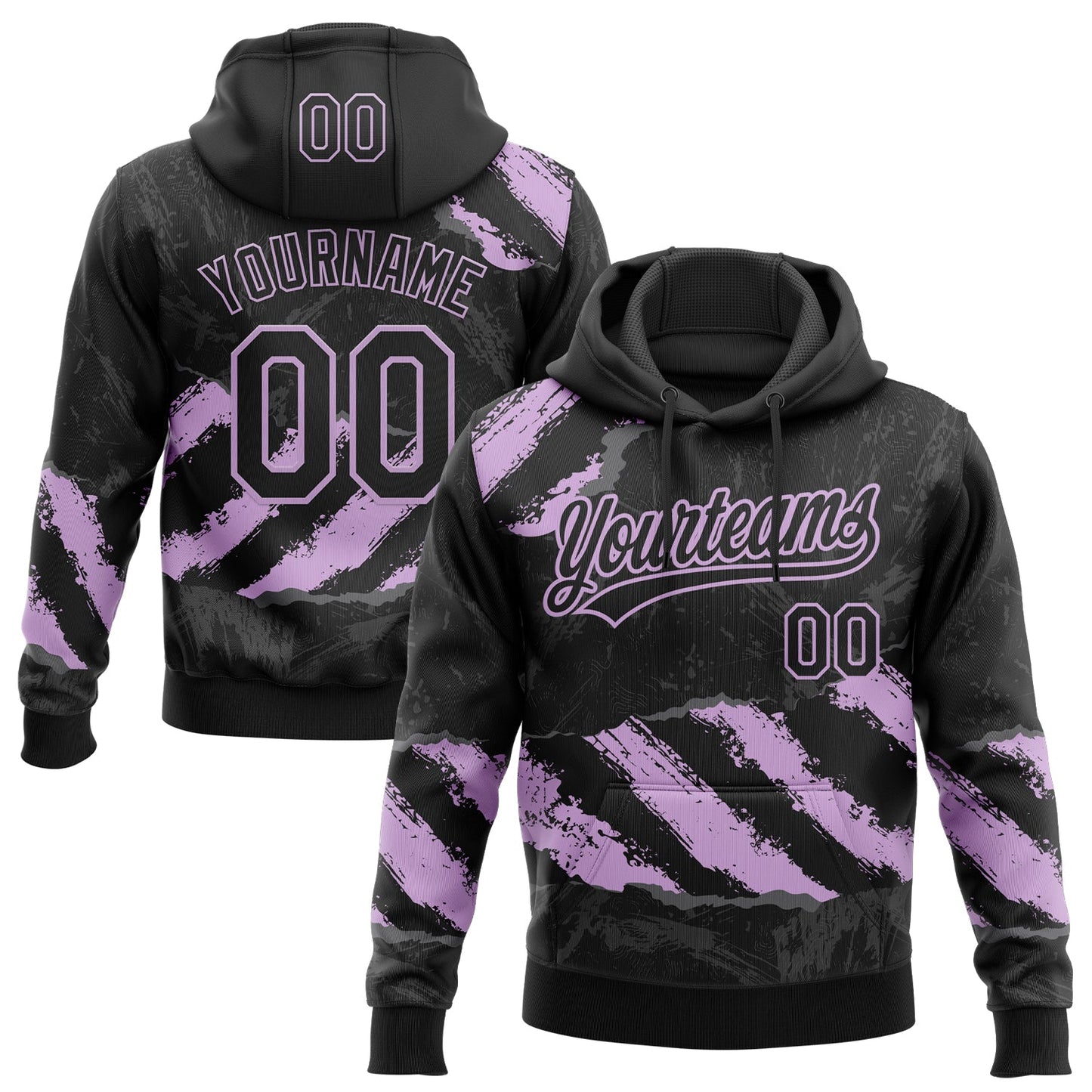 Custom Stitched Black Light Purple-Steel Gray 3D Pattern Design Splash Sports Pullover Sweatshirt Hoodie - Main View