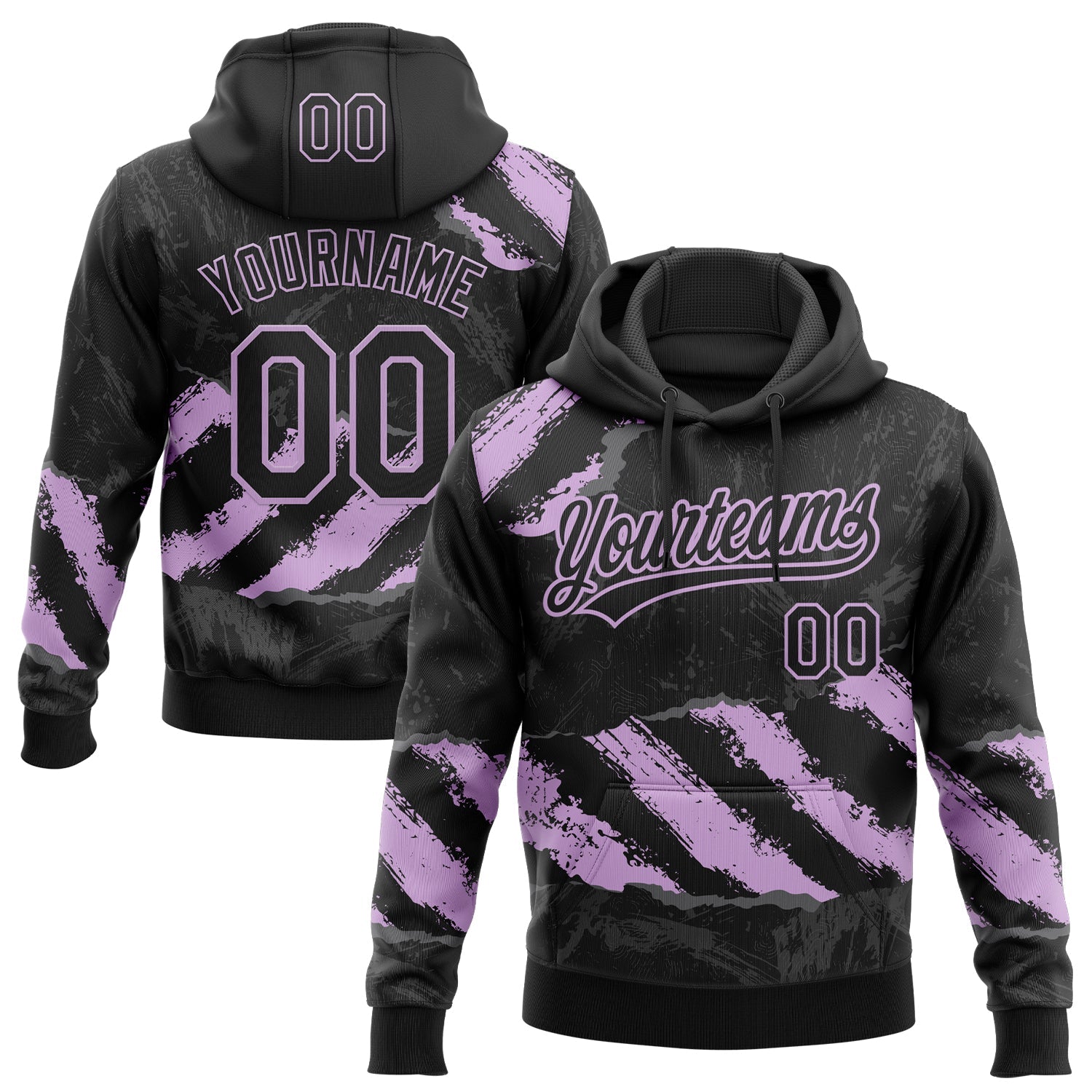 Custom Stitched Black Light Purple-Steel Gray 3D Pattern Design Splash Sports Pullover Sweatshirt Hoodie - Main View
