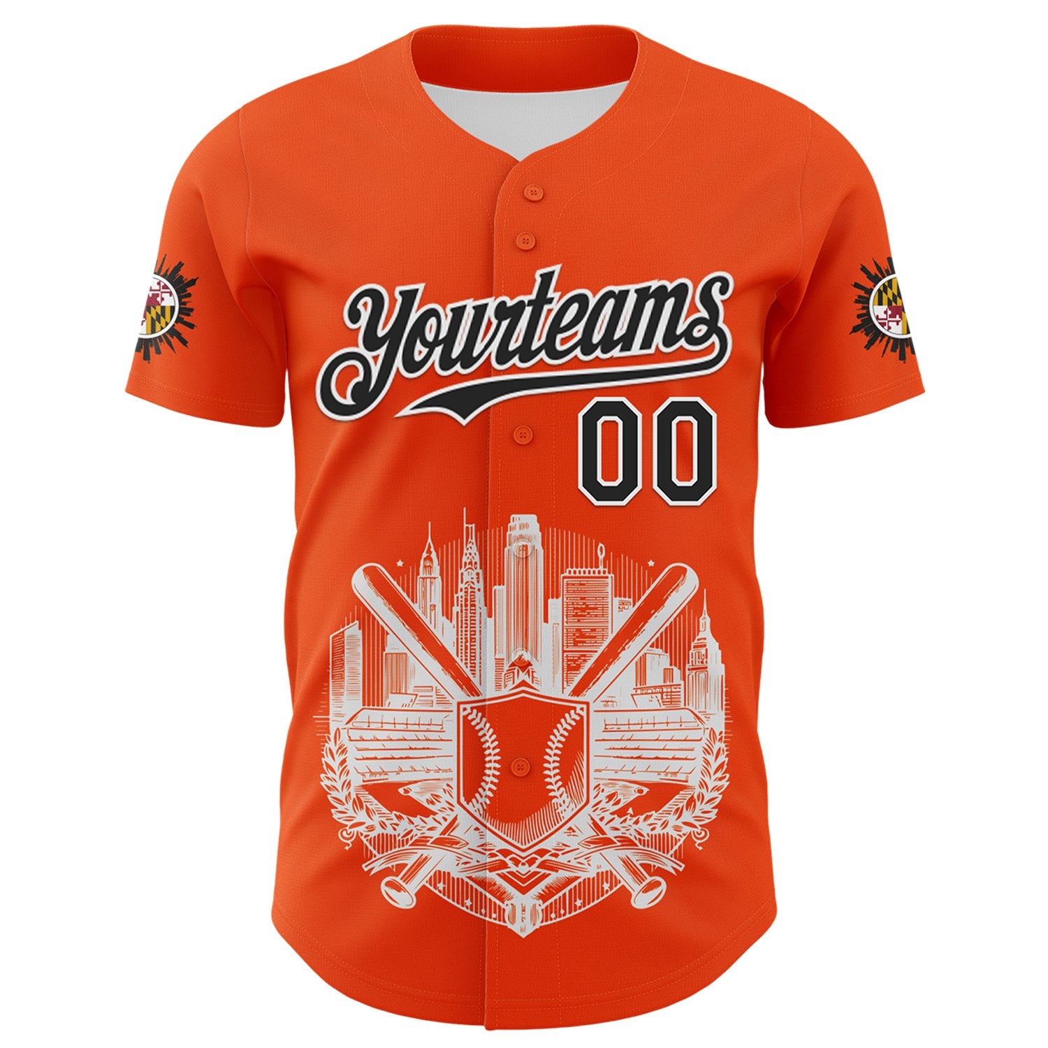 Custom Orange Black-White 3D Urban City Edition Sports Authentic Baseball Jersey view 2