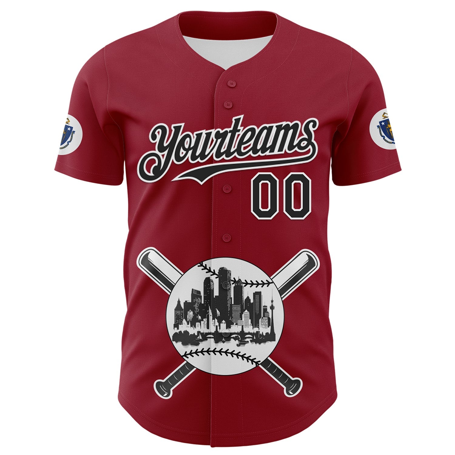 Custom Cardinal Black-White 3D Urban City Edition Sports Authentic Baseball Jersey view 2