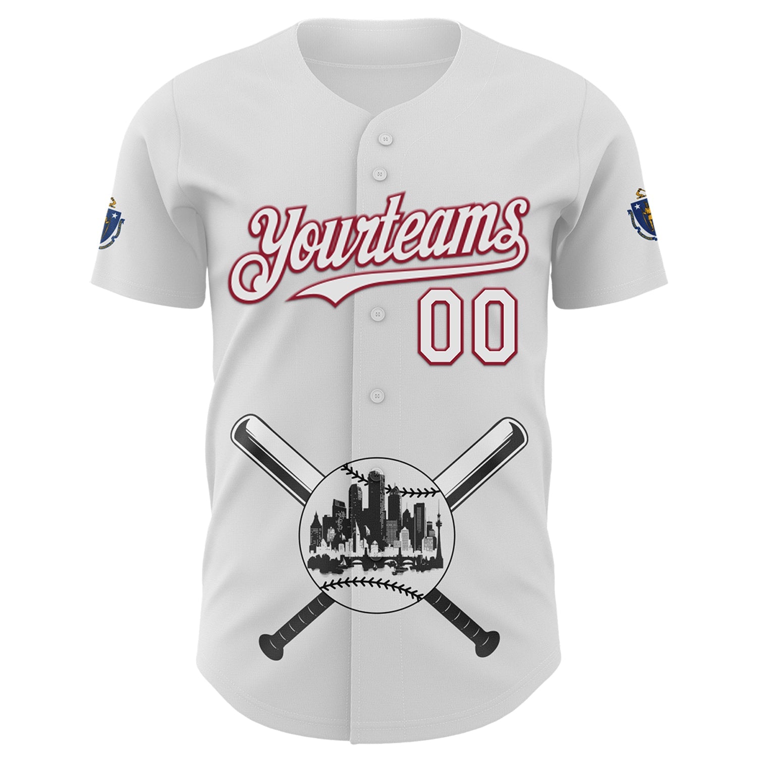 Custom White Cardinal-Black 3D Urban City Edition Sports Authentic Baseball Jersey view 2